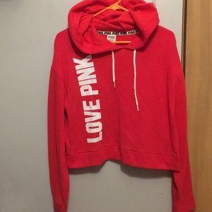 PINK red cropped hoodie